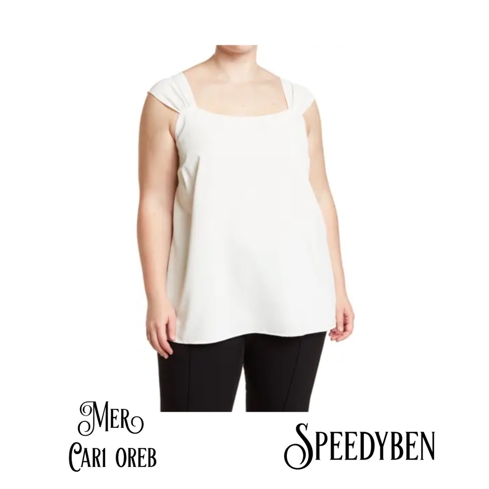 Pleione White Wide Strap Tank Top NWT